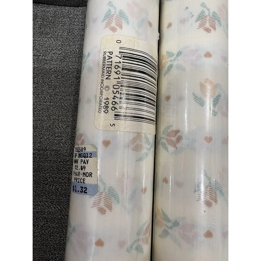 1990 Rubbermaid Floral Drawer Self Adhesive Decorative Liner  9.3sq Ft 20